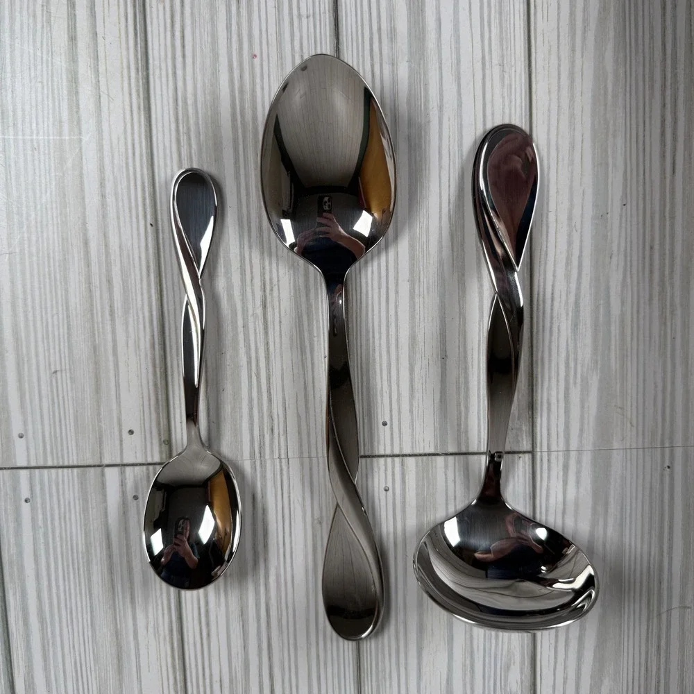 Oneida VINTAGE 1992 HEIRLOOM STAINLESS Aquarius 3 Piece Hostess‎ Set 2534003B